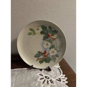 Hand-painted Porcelain Plate with Holly